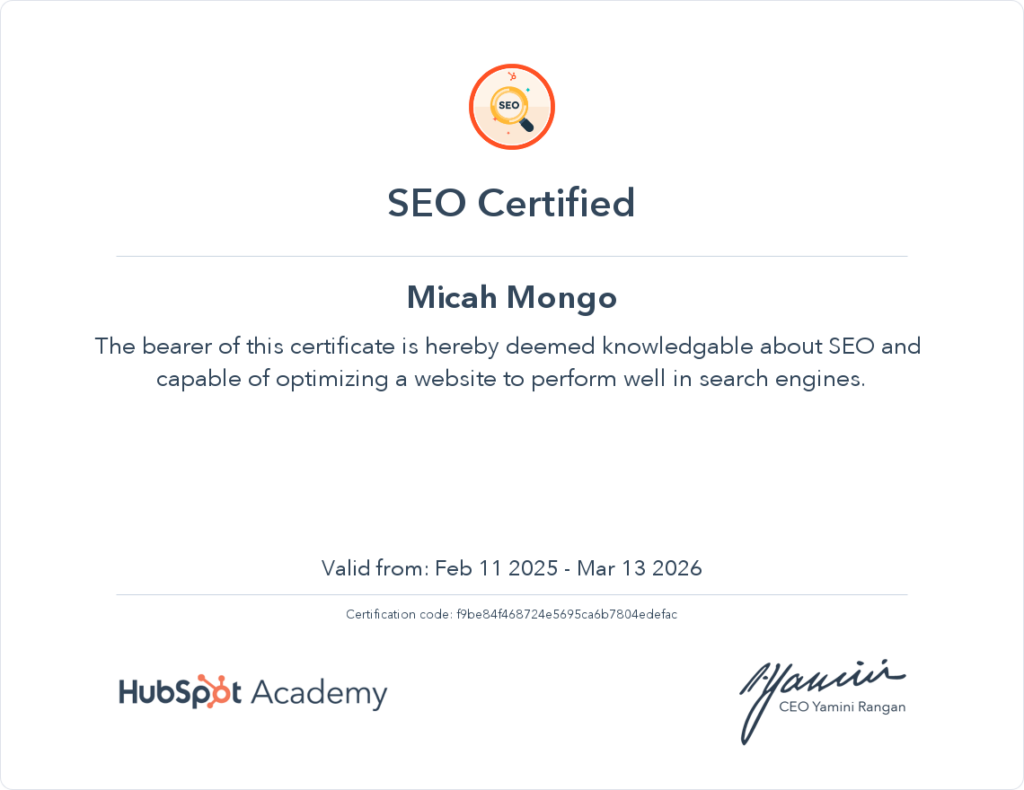 Certified SEO Expert